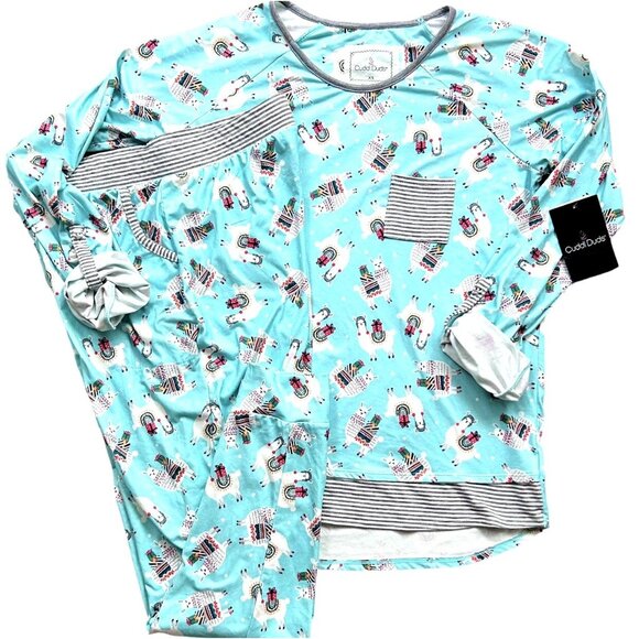 NWT Cuddl Duds 2 Pc Mint Christmas Llamas Print Wms Sleepwear Set Size XS - Picture 1 of 8